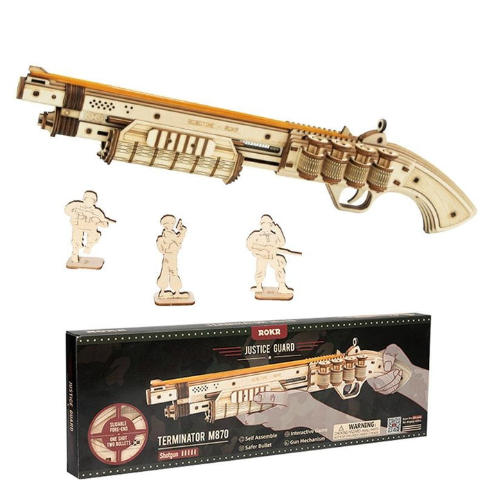 ROKR 3D Wooden Puzzle Rubber Band Shotgun