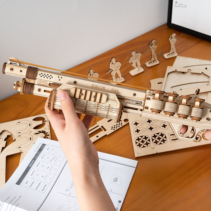 ROKR 3D Wooden Puzzle Rubber Band Shotgun