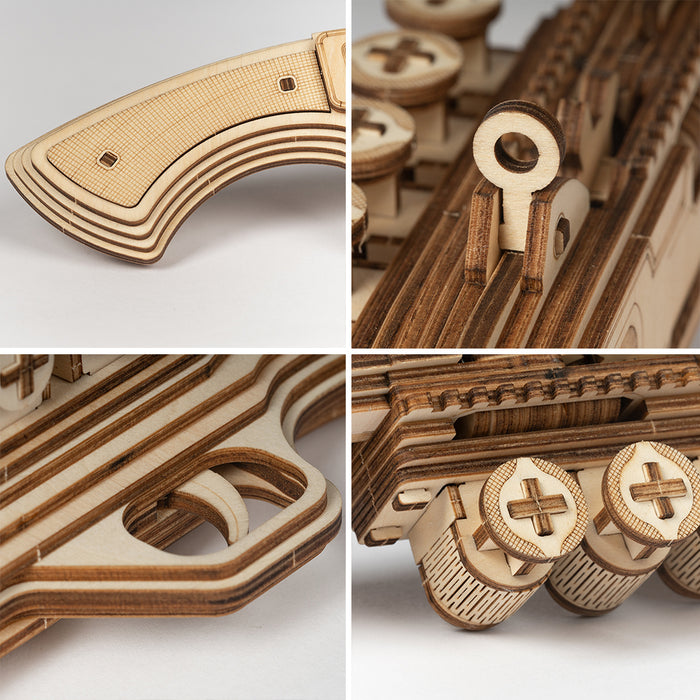 ROKR 3D Wooden Puzzle Rubber Band Shotgun